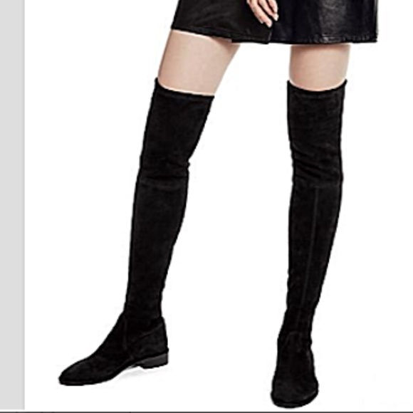 NWT Stuart Weitzman Lowland Stretch Suede Over-the-Knee Boots Black 7.5 - Picture 3 of 8